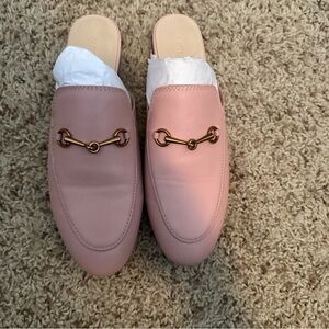Kaitlyn Pink Leather Mules with Gold Accent Sz 9 EU 40 New